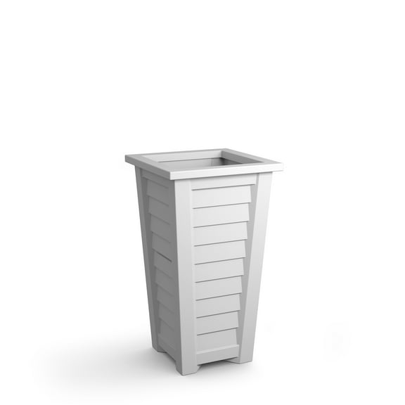Mayne Lakeland 16" x 16" x 28" Tall Square White Self Watering Plastic Planter