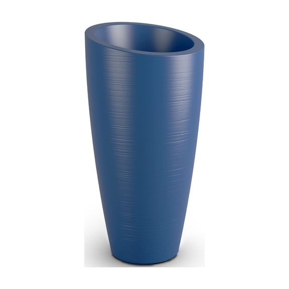 Mayne Modesto 16" x 16" x 32" Round Neptune Blue Plastic Planter