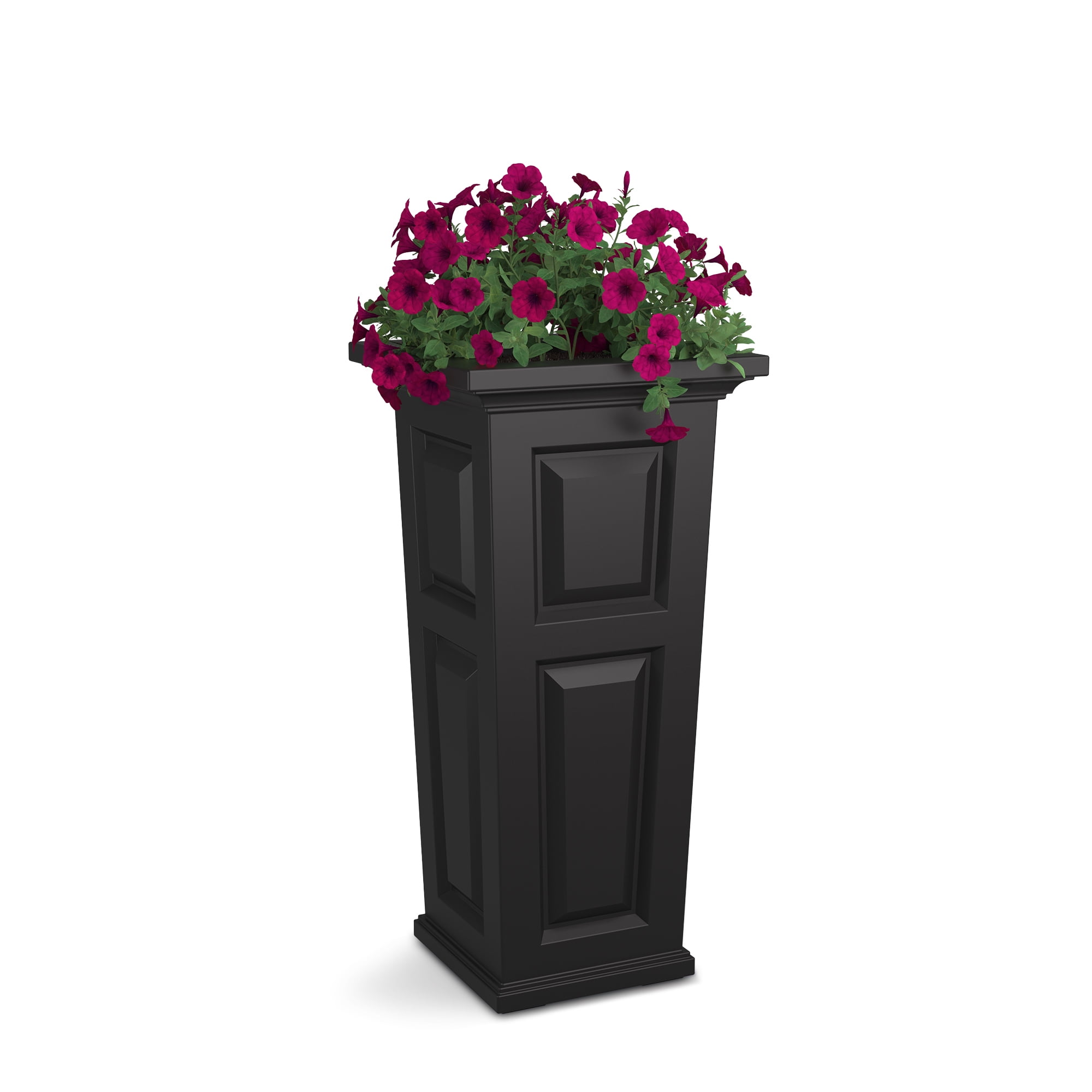 Nantucket Black Tall Outdoor Planter with Self-Watering Tray