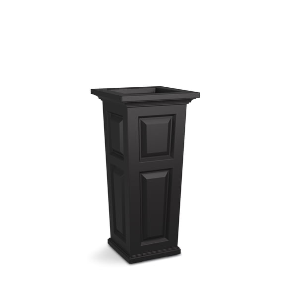Mayne Nantucket 16" x 16" x 32" Tall Square Black Self Watering Plastic Planter