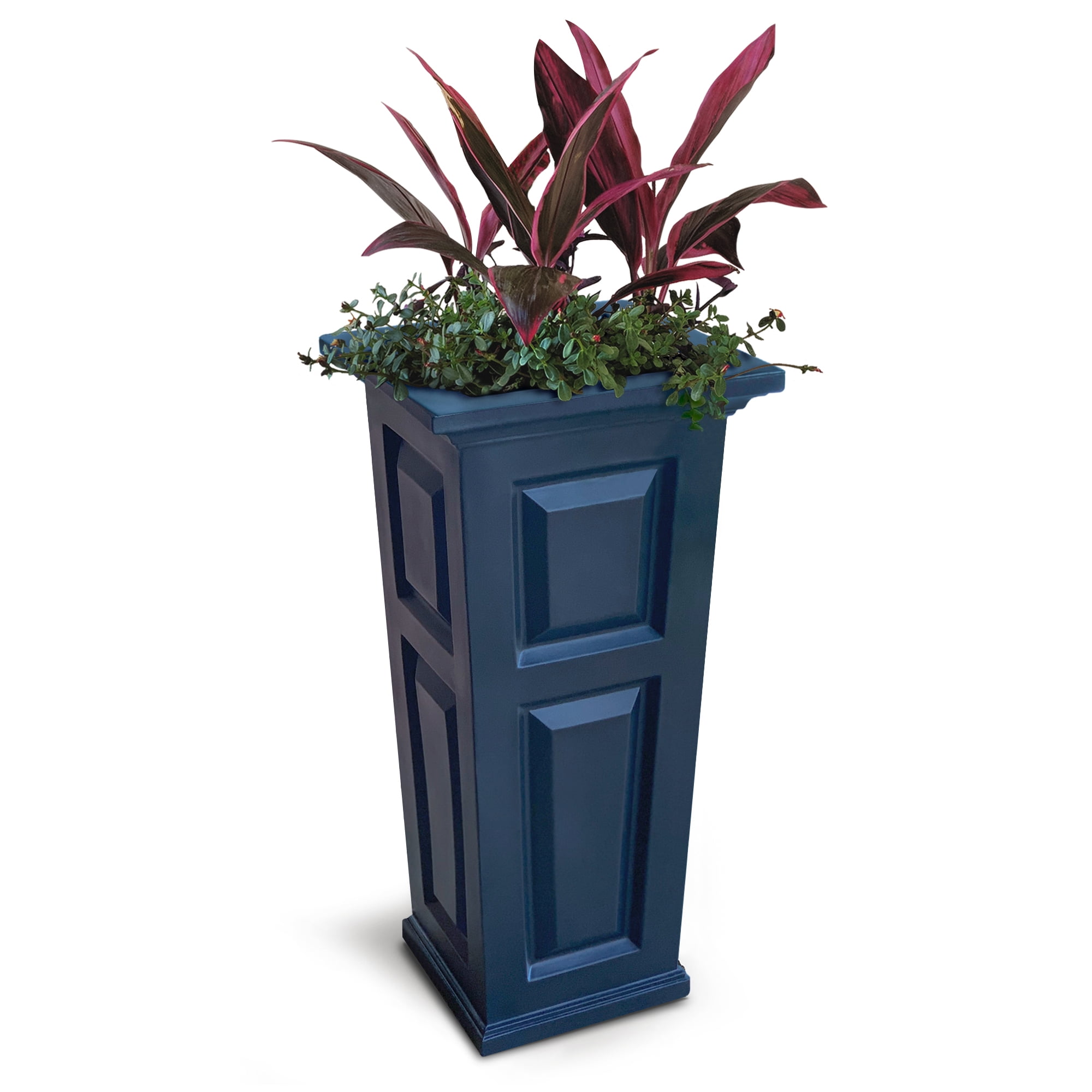 Mayne Nantucket 16" x 16" x 32" Tall Square Neptune Blue Self Watering Plastic Planter