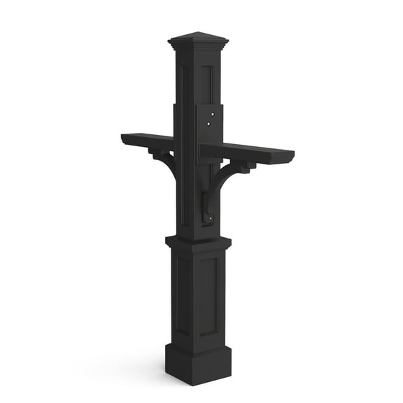 Mayne Newport Plus Double Mailbox Arm Mount Black Plastic Mailbox Post