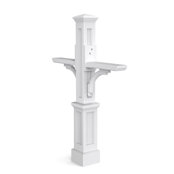 Mayne Newport Plus Double Mailbox Arm Mount White Plastic Mailbox Post
