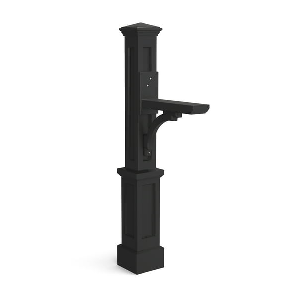 Mayne Newport Plus Single Mailbox Arm Mount Black Plastic Mailbox Post