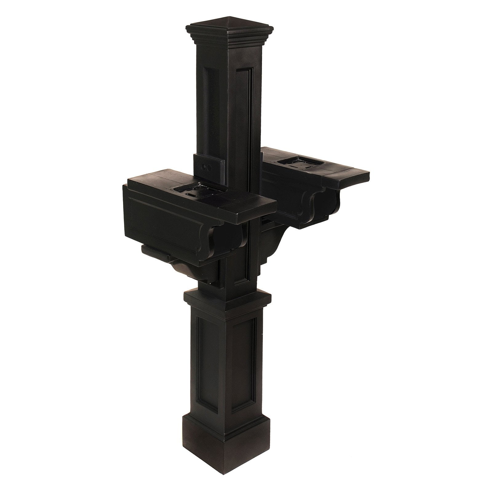 Black Double Arm Traditional Mail Post with Paper Holders