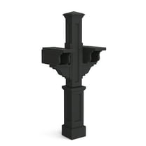 Mayne Rockport Double Mailbox Arm Mount Black Plastic Mailbox Post