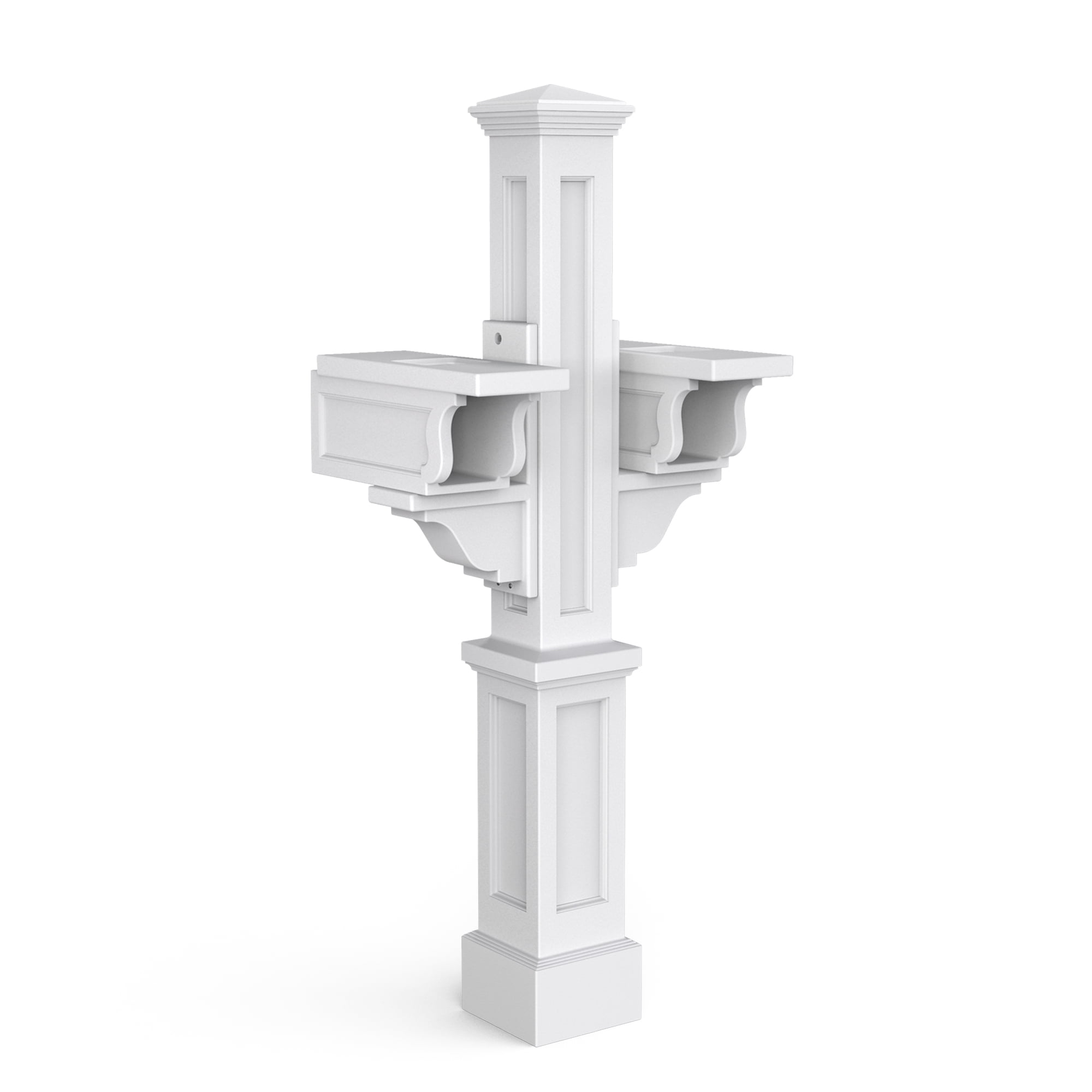 Mayne Rockport Double Mailbox Arm Mount White Plastic Mailbox Post