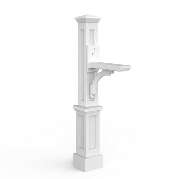 Mayne Newport Plus Single Mailbox Arm Mount White Plastic Mailbox Post