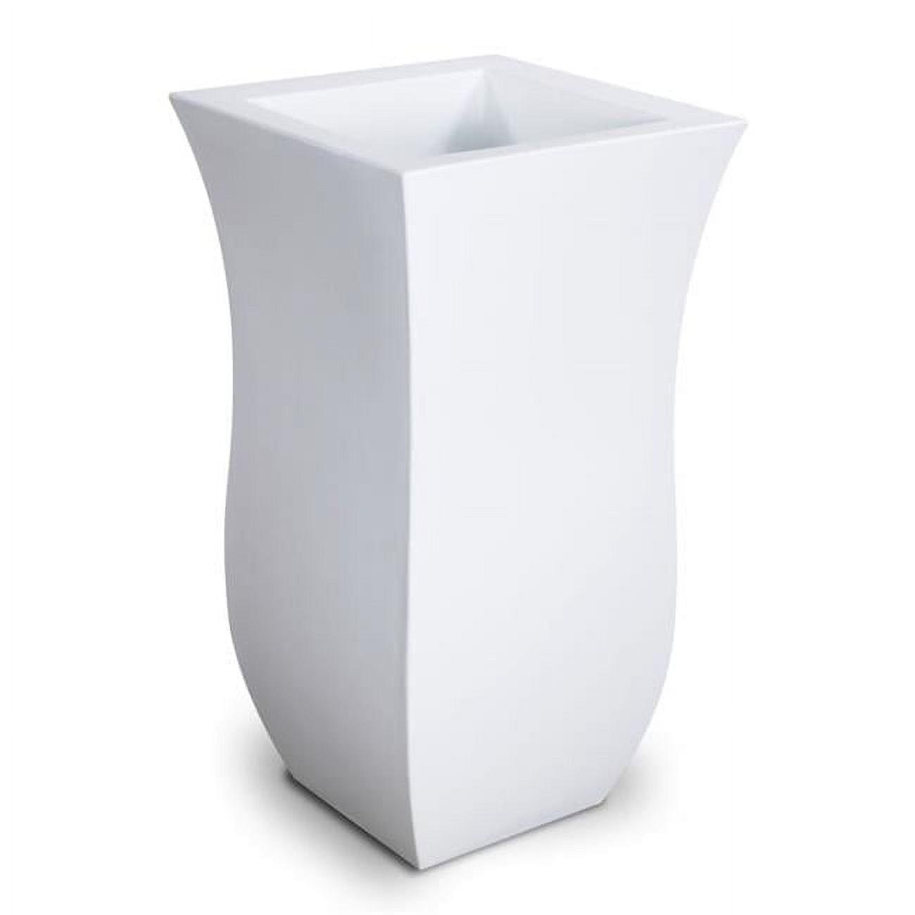 Mayne Valencia 16" x 16" x 30" Tall Square White Plastic Planter
