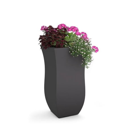 Mayne Valencia 16" x 16" x 30" Tall Square Graphite Grey Plastic Planter