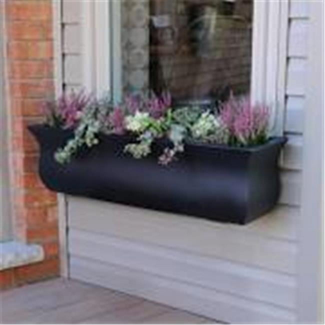 Valencia Black Polyethylene Tulip-Shaped Self-Watering Window Box