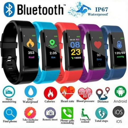 Maynos Blood Pressure Monitoring Heart Rate Monitoring Smart Fitness Bracelet Watch, Blue