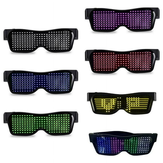 Maynos Bluetooth LED Glasses By APP Control Luminous Shielding USB Charging, Multi-language Flashing LED Glasses Smart Glasses for Raves, Festivals, Fun, Parties, Blue