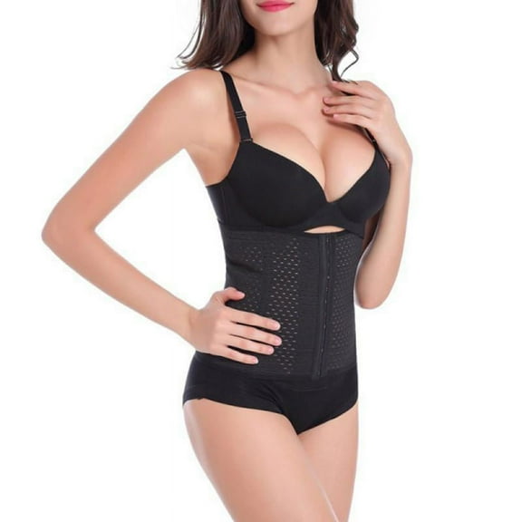 Maynos Breathable 6 Hooks Steel Boned Interlacement Waist Trainer Shapewear Waist Trimmer Cincher Corset, XS-6XL Black