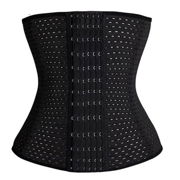 Maynos Breathable 6 Hooks Steel Boned Interlacement Waist Trainer Shapewear Waist Trimmer Cincher Corset, XS-6XL Black