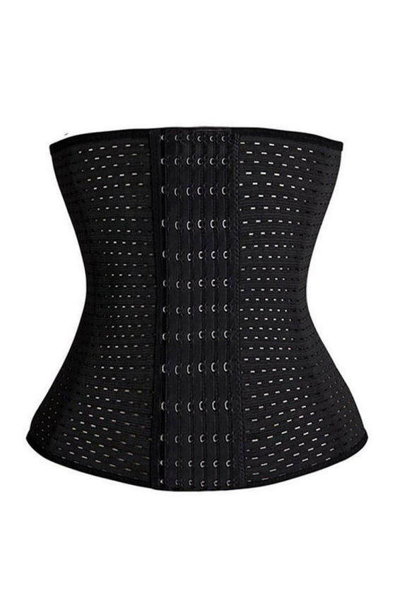 Breathable 6 Hooks Steel Boned Interlacement Waist Trainer Shapewear Waist Trimmer Cincher Corset, XS-6XL Black