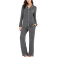 thumbnail image 1 of Maynos Women's Button Down Pajama Set V-Neck Long Sleeve Sleepwear Soft Pj Sets, 1 of 6