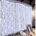 thumbnail image 1 of LED Curtain Lights,9.8ft×9.8ft, 300 LED, 3 Modes, Plug in Twinkle Lights, Warm White, Indoor Outdoor Decorative Wall Window String Lights for Bedroom, Party, Wedding Backdrop, Patio Décor and More, 1 of 7
