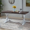 thumbnail image 1 of Mayo Rustic Farmhouse Acacia Wood Dining Table, Dark Brown and White, 1 of 10