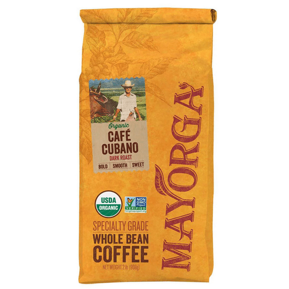 Mayorga Coffee Café Cubano Roast 2LB Bag, Smoothest Organic Coffee, Specialty-Grade, Non-GMO, 100% Whole Arabica Beans, Dark Roast with Bold Smooth and Vanilla Sweet Taste   with Low Acidity Coffee