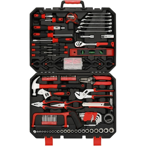 Mayouko 205PCS Home Repair Tool Kit, Complete Household Tool Set, Car Tools Kit Mechanic Set for Rv Trunk, Mechanics Home Tool Set, 205 Pieces Socket Wrench Auto Repair Hand Tool Kit
