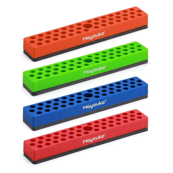 Mayouko PRO 4PCS 1/4" Magnetic Hex Bit Holder Rack Organizer, 172 Holes, 1/4-Inch Drill Bit Holder, 4 Racks, Magnetic Bit Holder with Magnet Base for Screwdriver Bits