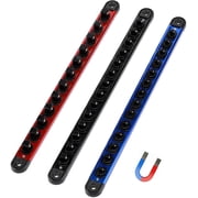 Mayouko Pro Aluminum Magnetic Socket Organizer, 3-Piece Socket Rail Holder, 1/4-Inch x 14 Clips, 3/8-Inch x 14 Clips, 1/2-Inch x 12 Clips, Storage 40 SocketsSockets Not Included