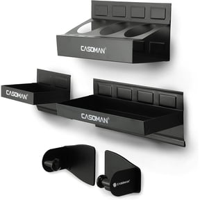 CASOMAN Magnetic Toolbox Shelf, Tray, Paper Towel Holder, 4-Piece Set, Black, Variety of Use, Durable, Magnets Any Metal Surface