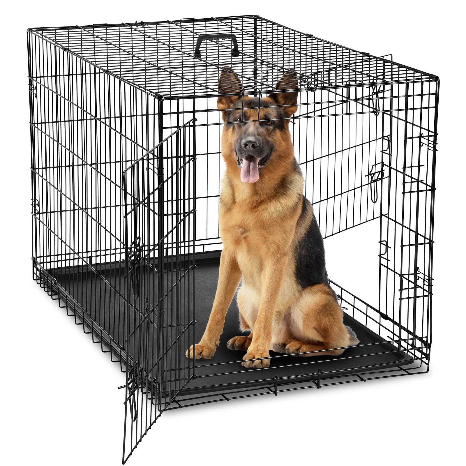 Mayoume 42 Inch Large Double Door Dog Cage with Divider Panel and