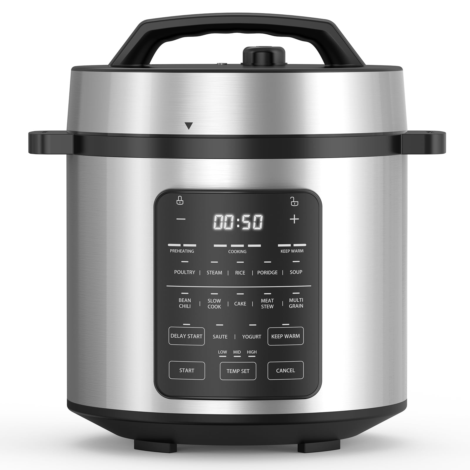 Mayoume Electric Pressure Cooker Multi Cooker 12-in-1 - Stainless Steel - 6 Qt Silver