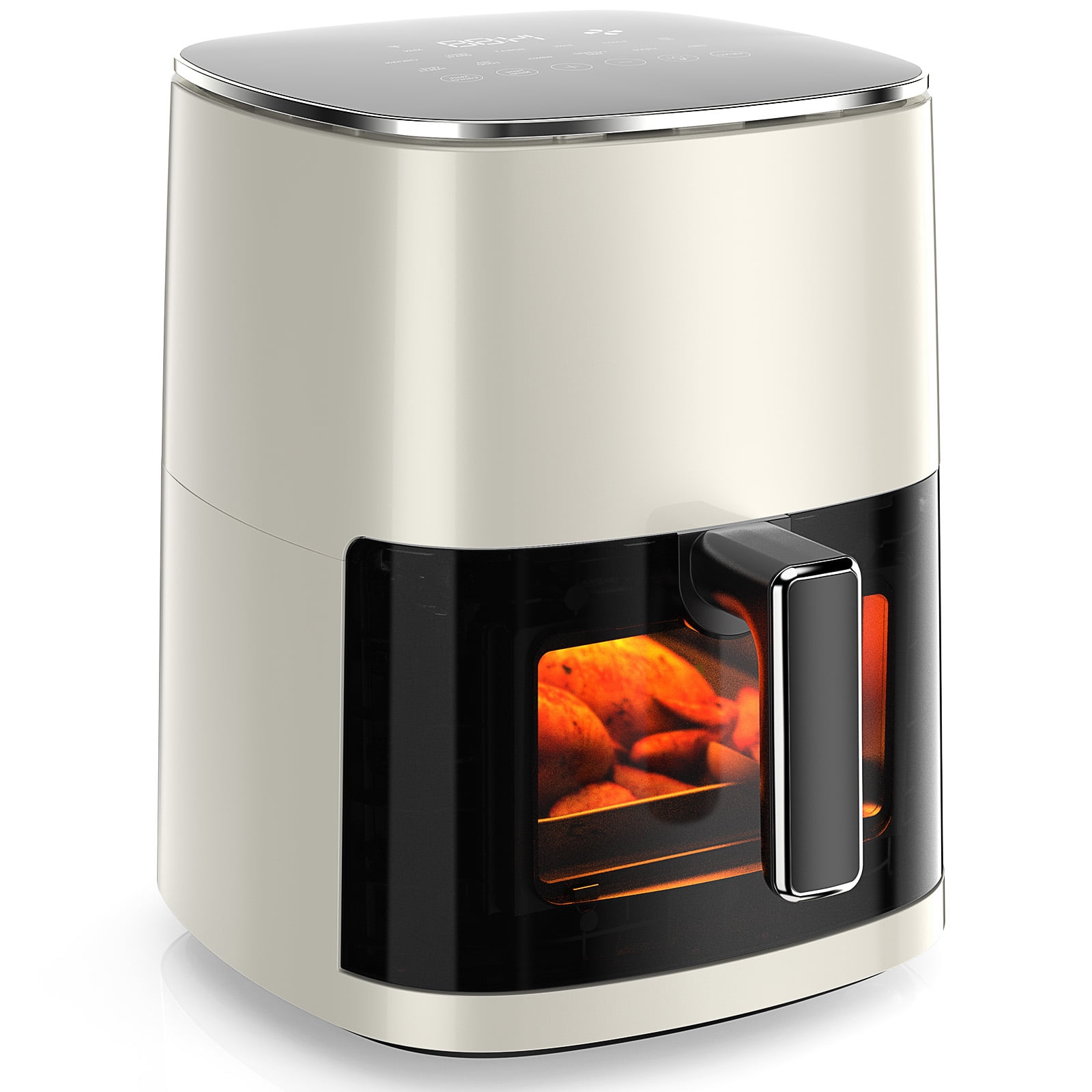 Mayoume 6 Qt Air Fryer - 12-in-1 Touch Screen Presets, Roast, Bake, Air Fry, Roast, Dehydrates, Fries, Frozen Food, Veggies and Juicy Meat, Less Oil, Easy Meals, Steam with 400F, Beige