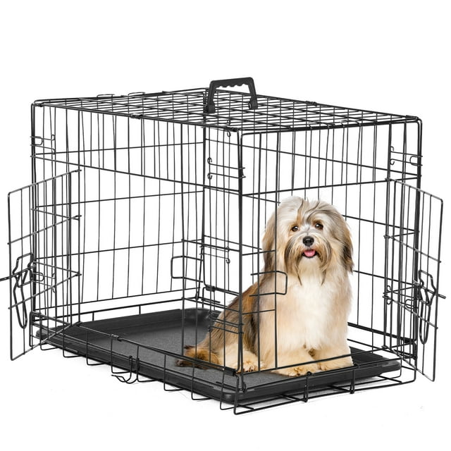 Mayoume Dog Crate, 24 Inch Small Double Door Dog Cage with Divider