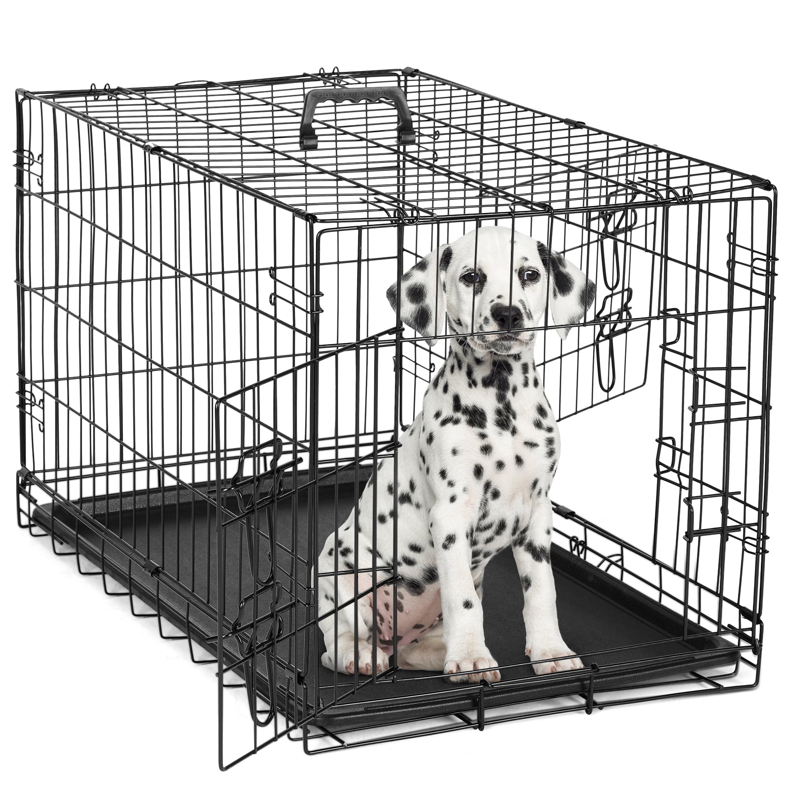 Mayoume Dog Crate, 30 Inch Medium Double Door Dog Cage with Divider