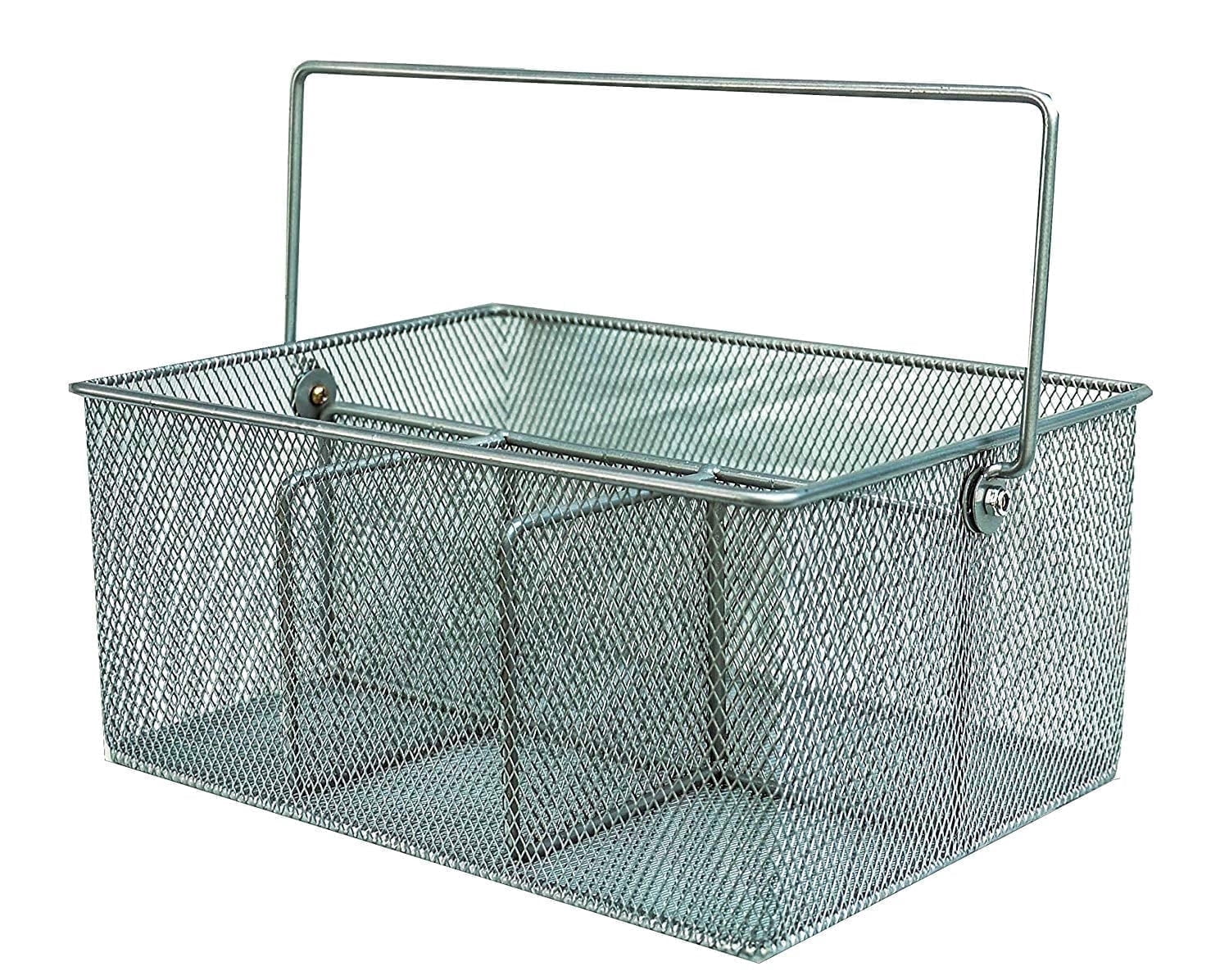 Maypes Utensil Silverware Caddy Organizer, Party Buffet Serving Holder, Stainless Steel, Silver