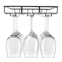 Maypes Wine Glass Holder – Practical Under Cabinet Wine Glass Hanger – Heavy-Duty Metal Wine Glass Holder Under Cabinet – Space Saving Hanging Wine Glass Rack for Kitchen and Bar - 3-Rack