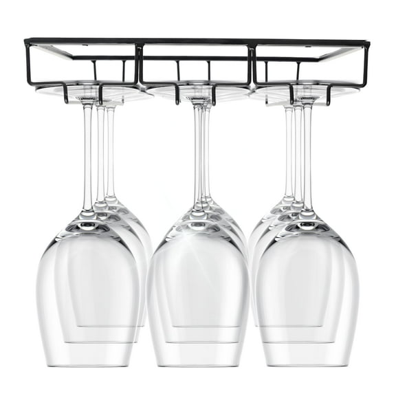 Maypes Wine Glass Holder – Practical Under Cabinet Wine Glass Hanger – Heavy-Duty Metal Wine Glass Holder Under Cabinet – Space Saving Hanging Wine Glass Rack for Kitchen and Bar - 3-Rack