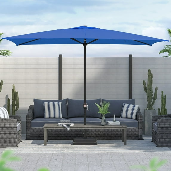 Maypex 10 X 6.5 Feet Rectangular Market Umbrella Navy Blue