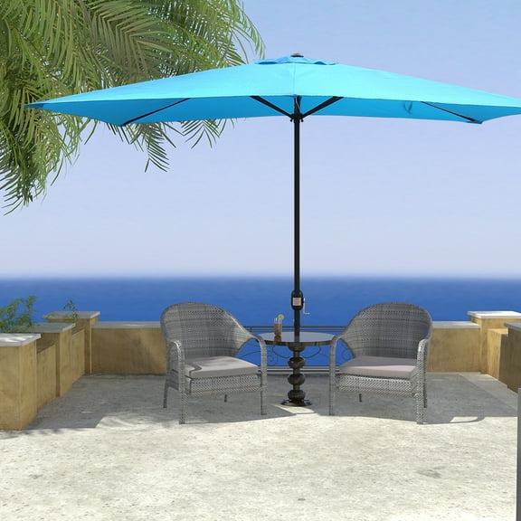 Maypex 10x6.5ft Rectangle Patio Umbrella with Crank - Aqua