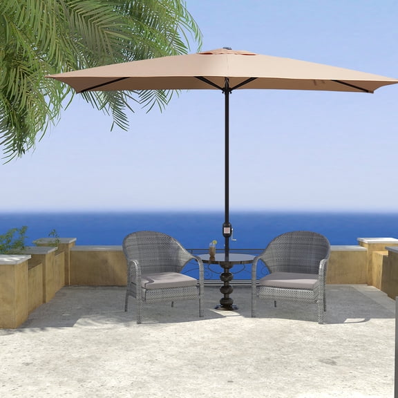 Maypex 10x6.5ft Rectangle Patio Umbrella with Crank - Tan