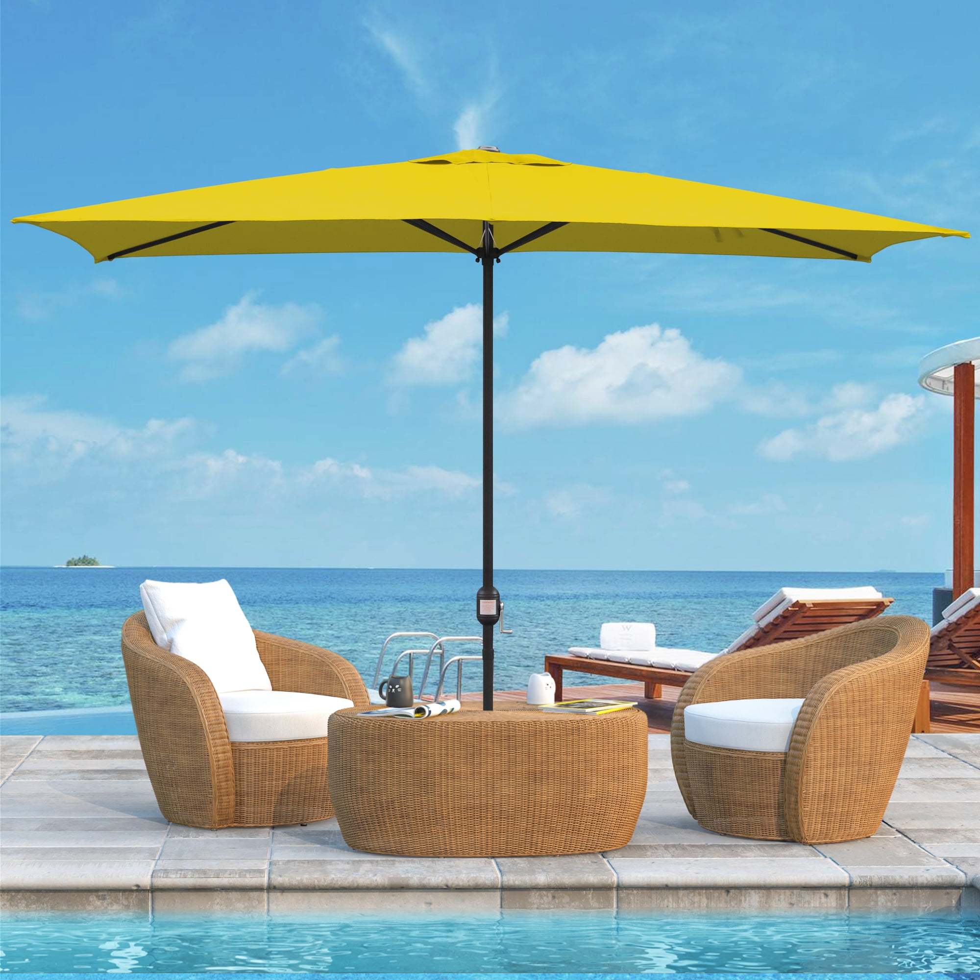 Maypex 10x6.5ft Rectangle Patio Umbrella with Crank - Yellow - Walmart.com