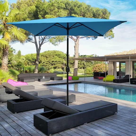 Maypex 6.5x6.5 ft. Steel Market Crank and Tilt Patio Umbrella in Aqua