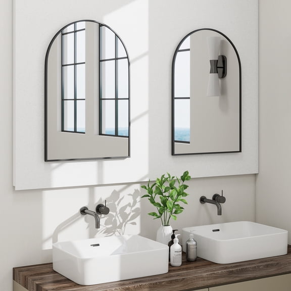 Maypex Aluminium Framed Arch Black Wall Mirror