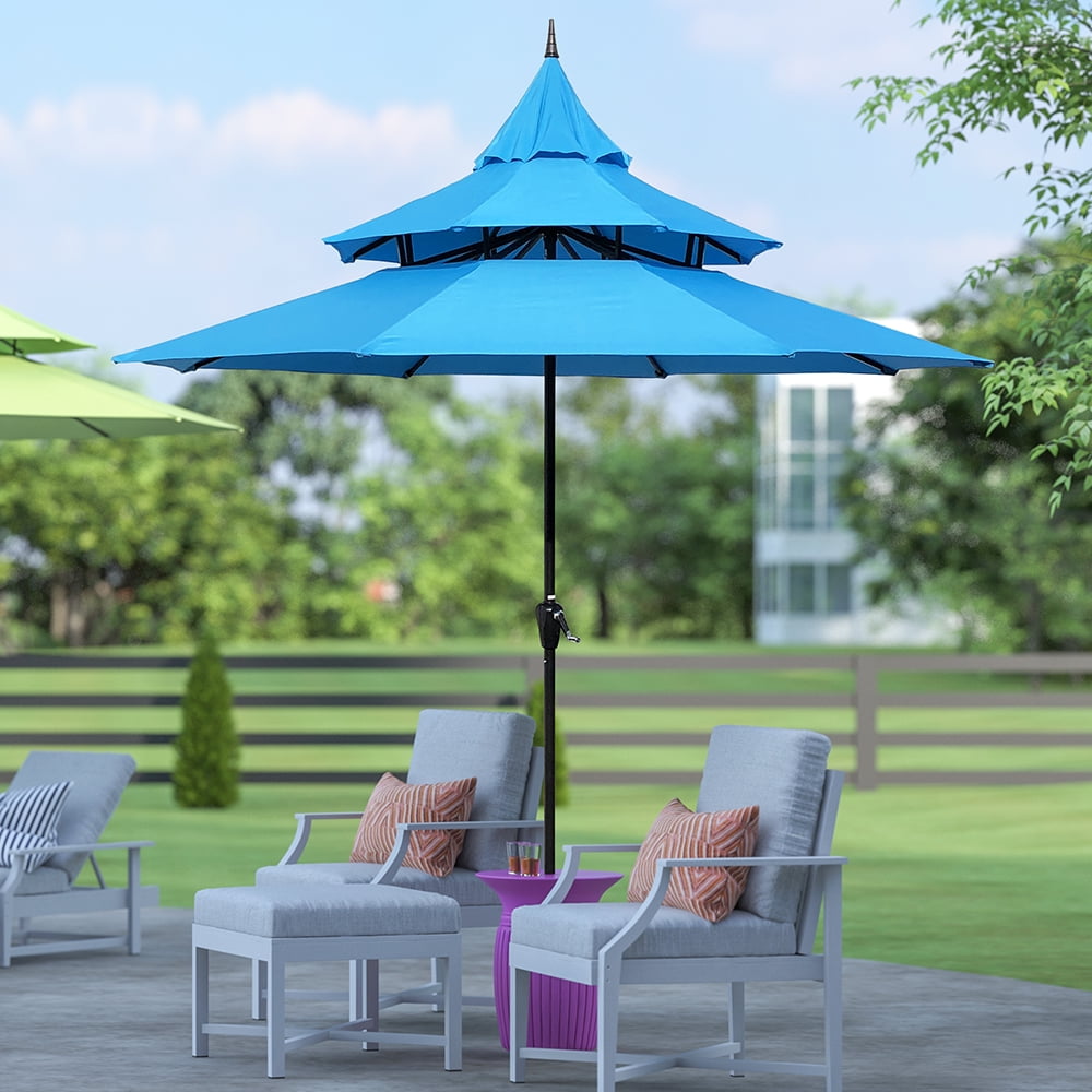 aqua blue 9 ft patio umbrella Maypex Outdoor Patio Umbrella 9 Ft Pagoda with Crank, No Tilt, Aqua
