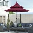 thumbnail image 1 of Maypex Outdoor Patio Umbrella 9 Ft Pagoda with Crank, No Tilt, Burgundy, 1 of 6