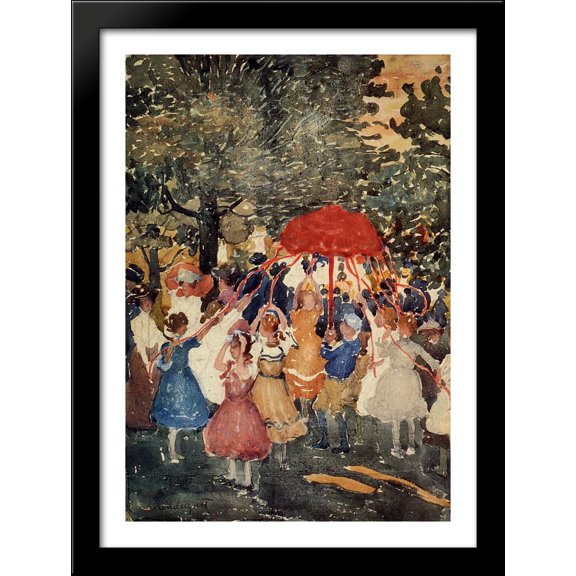 Maypole 28x38 Large Black Wood Framed Print Art by Maurice Prendergast