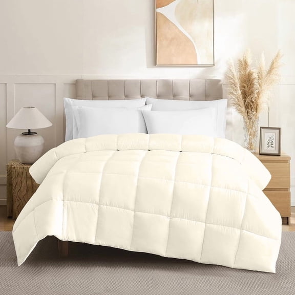Mayran Linen 100% Microfiber Comforter Soft, Lightweight & Perfect for All Seasons , Twin, Colour Ivory Solid