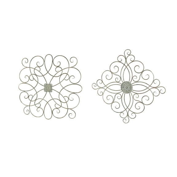 Mayrich 36 inch Rustic Wood Metal Flower Sculpture Wall Hanging (Set Of 2)