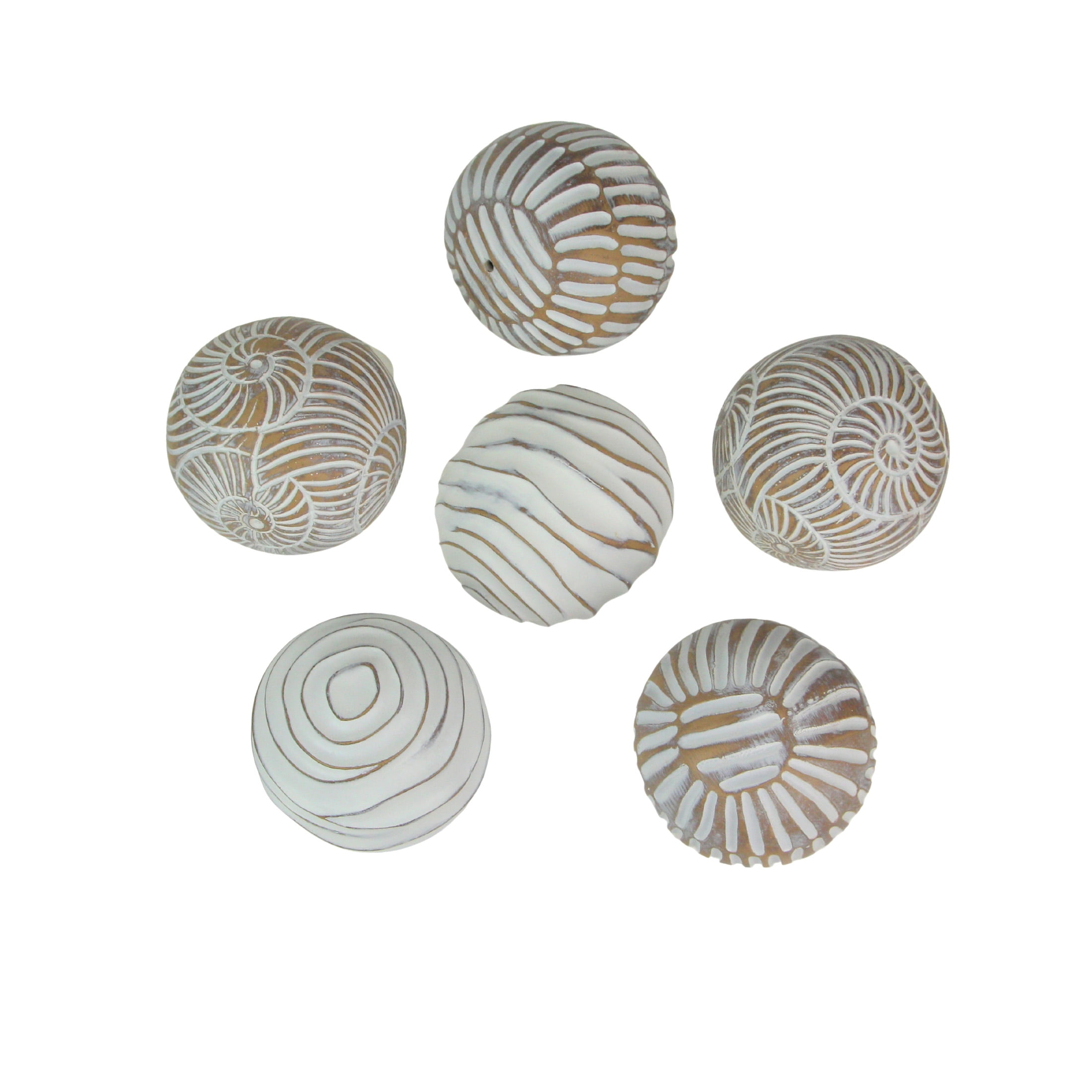Mayrich Company Set of 6 Whitewashed Resin Decorative Art Orb Spheres
