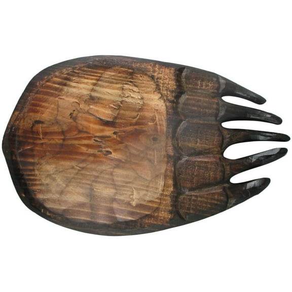 Mayrich Decorative Bear Paw Valet Tray, Carved Wood Catchall Dish, Nightstand Catch All Bowl, Dresser Organizer, Office Desk Storage, 9 x 6 x 1.75