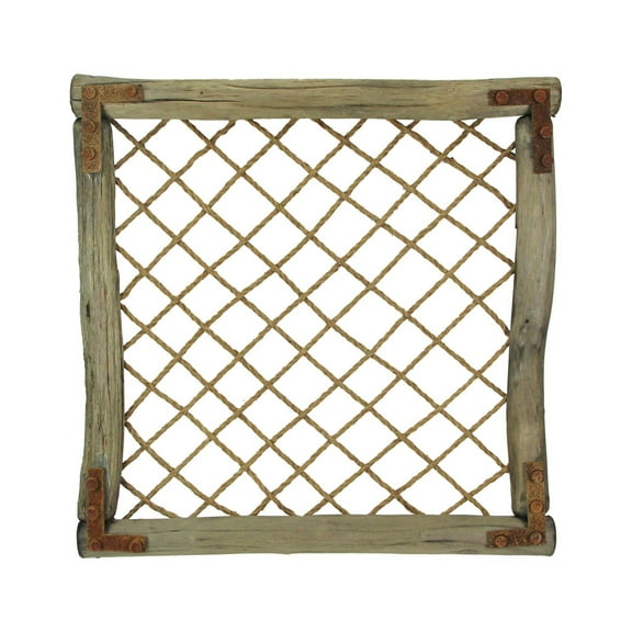 Mayrich Distressed Wood And Rope Sculpture Wall Art Rustic Faux Window Decor